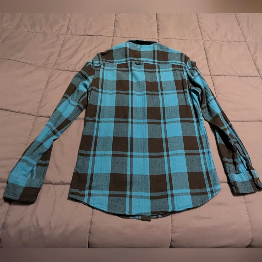 URBAN PIPELINE Awesomely Soft Teal/Black Plaid Flannel Mens Small Button Down